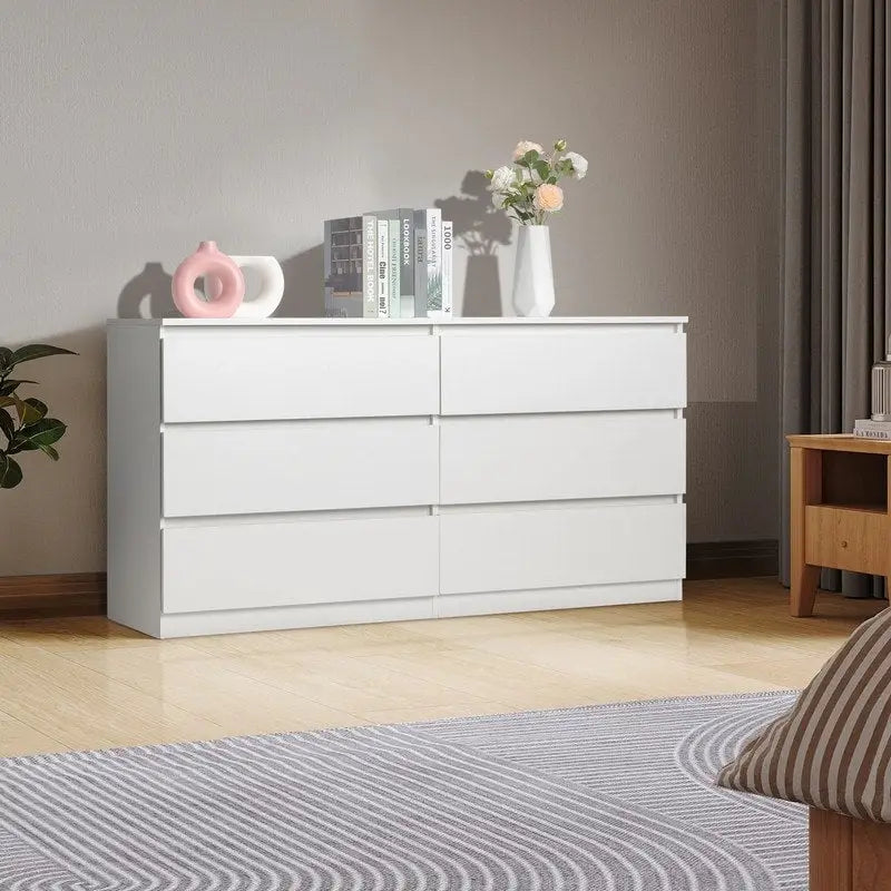 Comodino moderno in legno per camera da letto con cassetti ampi