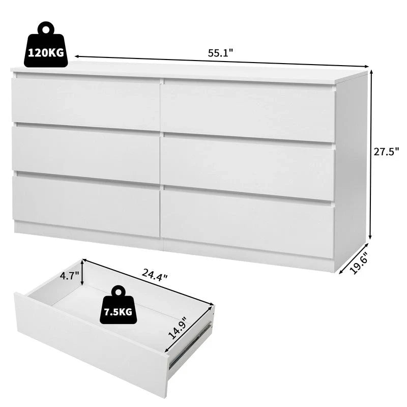 Comodino moderno in legno per camera da letto con cassetti ampi