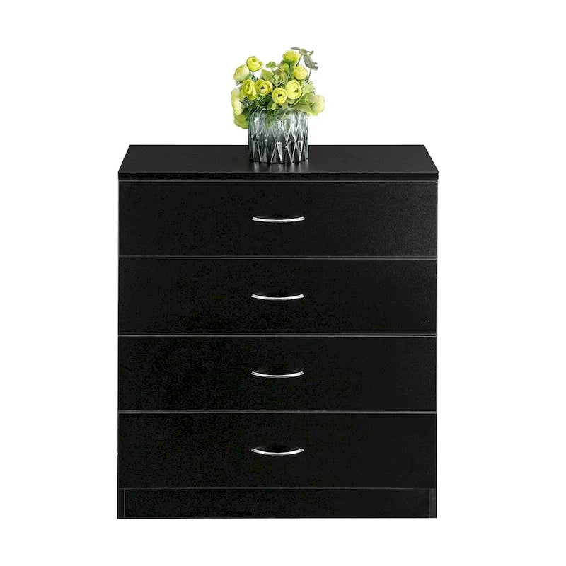 28 Comò moderno semplice a 4 cassetti Nero/Bianco