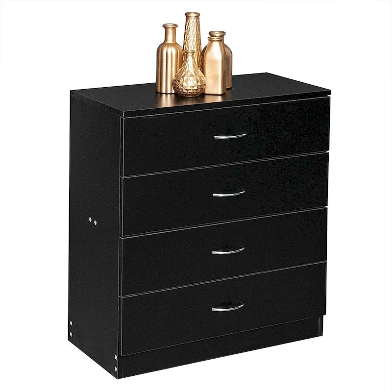 28 Comò moderno semplice a 4 cassetti Nero/Bianco