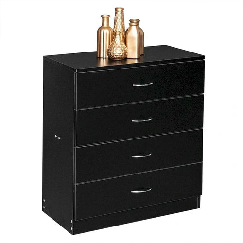 28 Comò moderno semplice a 4 cassetti Nero/Bianco
