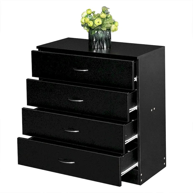 28 Comò moderno semplice a 4 cassetti Nero/Bianco
