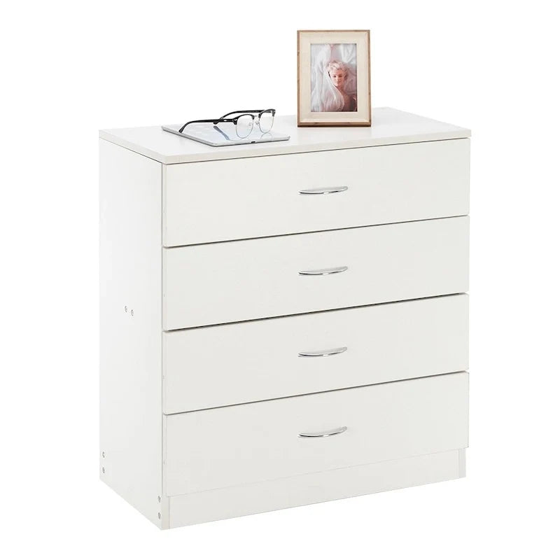 28 Comò moderno semplice a 4 cassetti Nero/Bianco