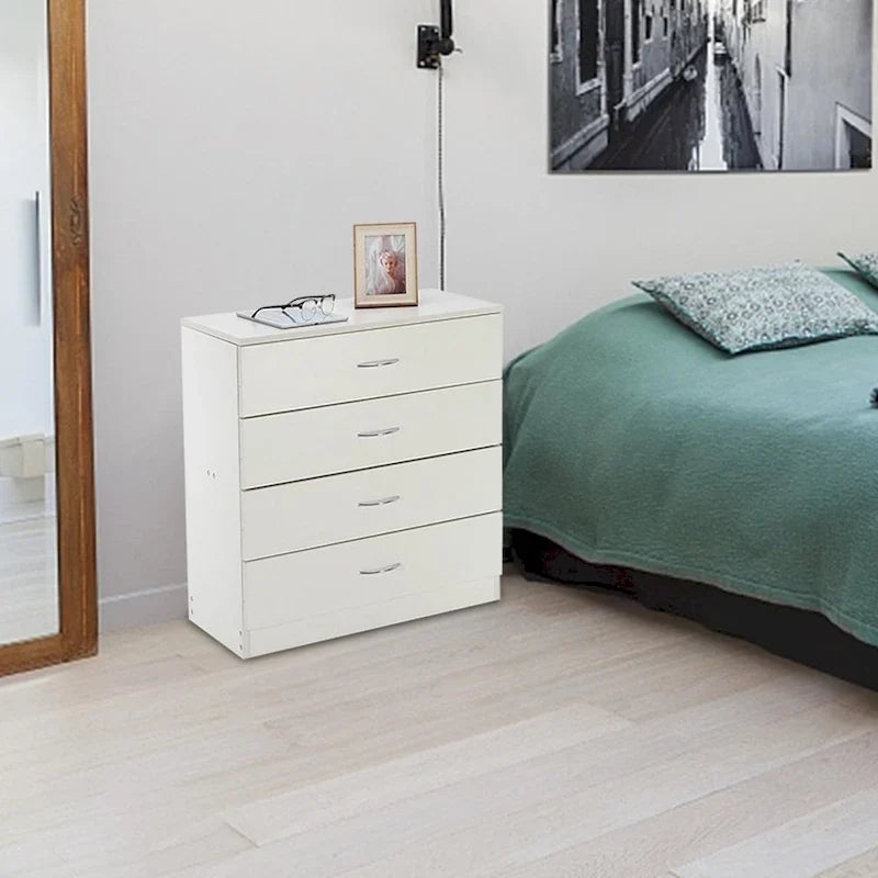 28 Comò moderno semplice a 4 cassetti Nero/Bianco