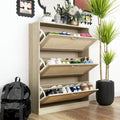 Meuble à chaussures, organiseur de rangement avec 3 tiroirs à abattant en rotin