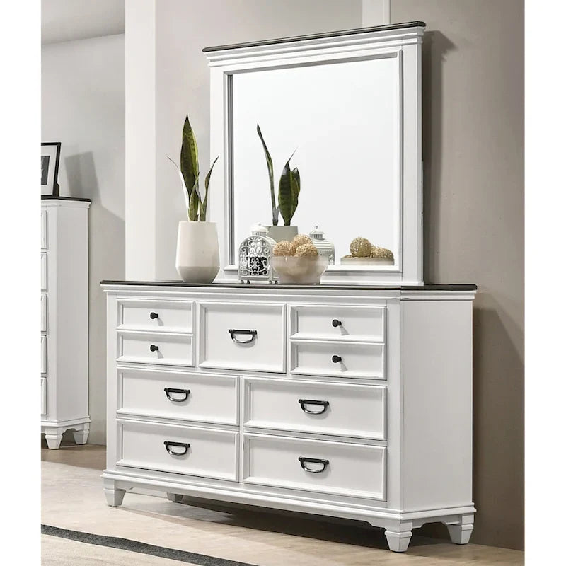 Cassettiera in legno Roundhill Furniture Clelane con 7 cassetti e specchio