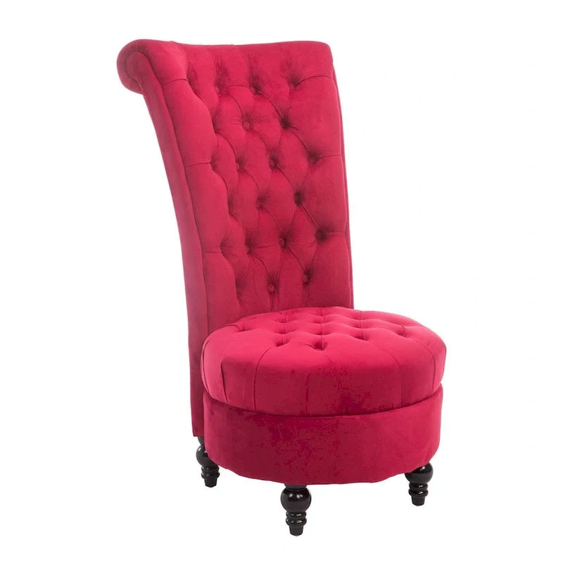 Silver Orchid Hayworth 45 Tufted High Back Red Velvet Accent Chair