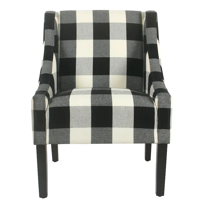 HomePop Modern Swoop Accent Chair - Black Plaid