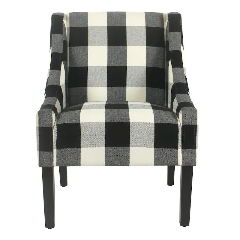HomePop Modern Swoop Accent Chair - Black Plaid