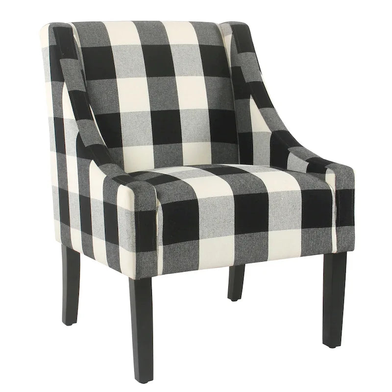 HomePop Modern Swoop Accent Chair - Black Plaid