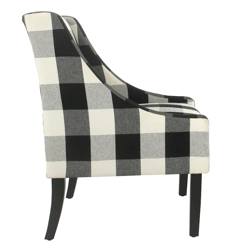 HomePop Modern Swoop Accent Chair - Black Plaid