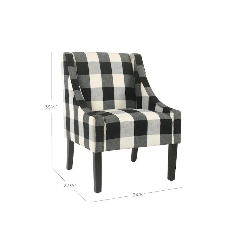 HomePop Modern Swoop Accent Chair - Black Plaid