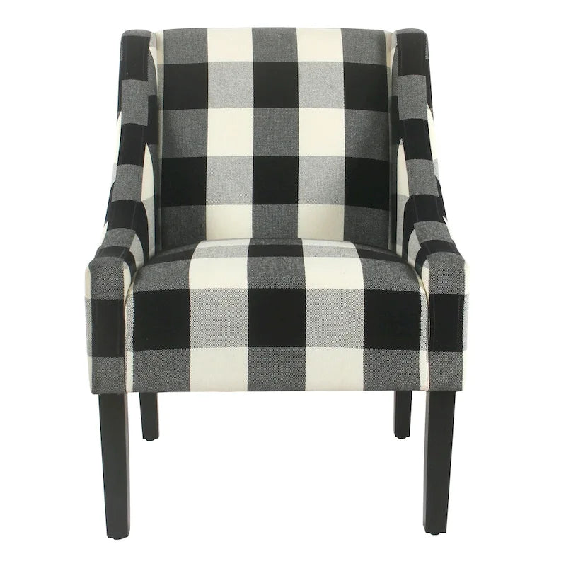 HomePop Modern Swoop Accent Chair - Black Plaid