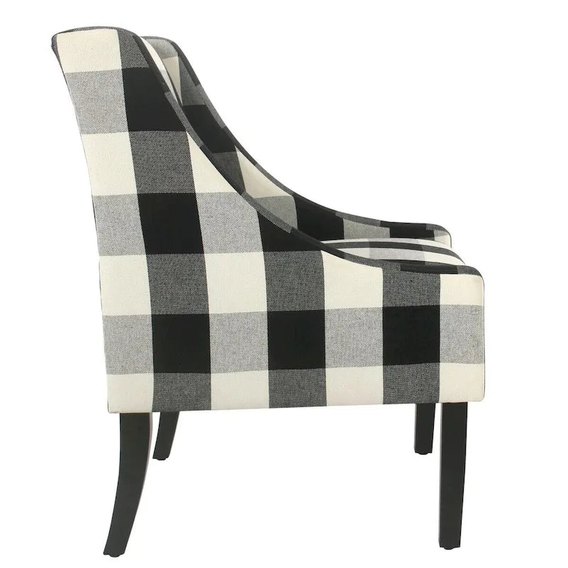 HomePop Modern Swoop Accent Chair - Black Plaid