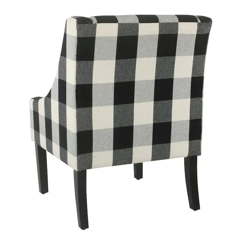 HomePop Modern Swoop Accent Chair - Black Plaid