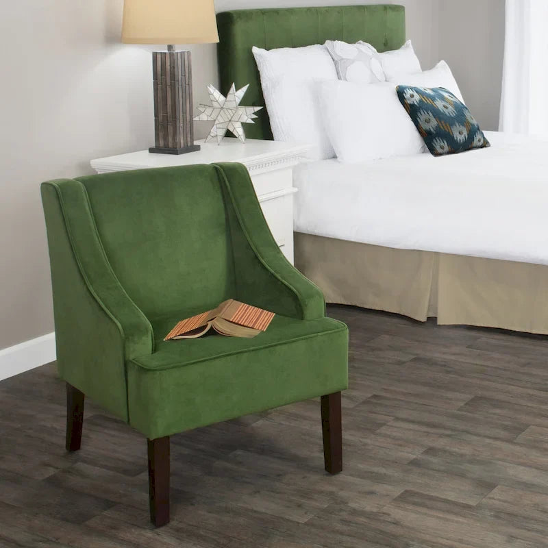 Fauteuil d'appoint Porch & Den Lyric en velours avec accoudoirs incurvés