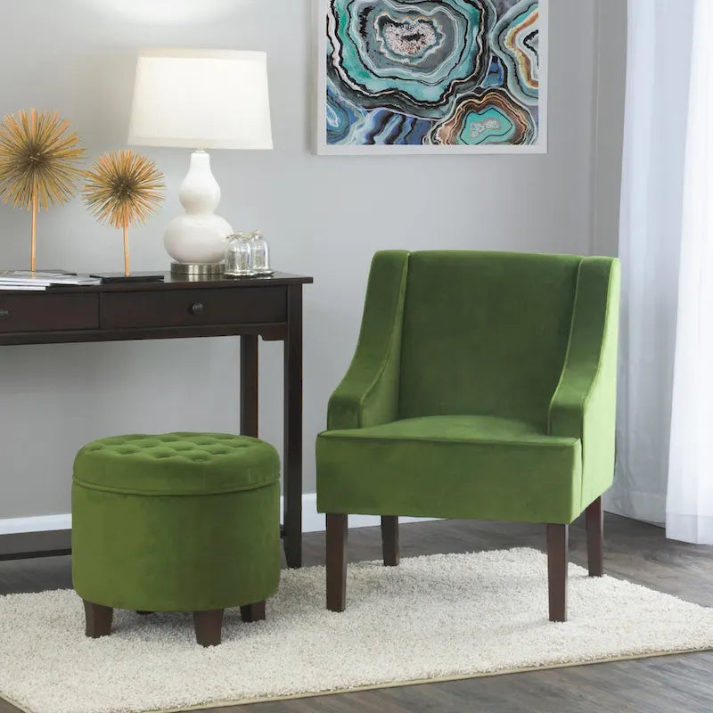 Fauteuil d'appoint Porch & Den Lyric en velours avec accoudoirs incurvés