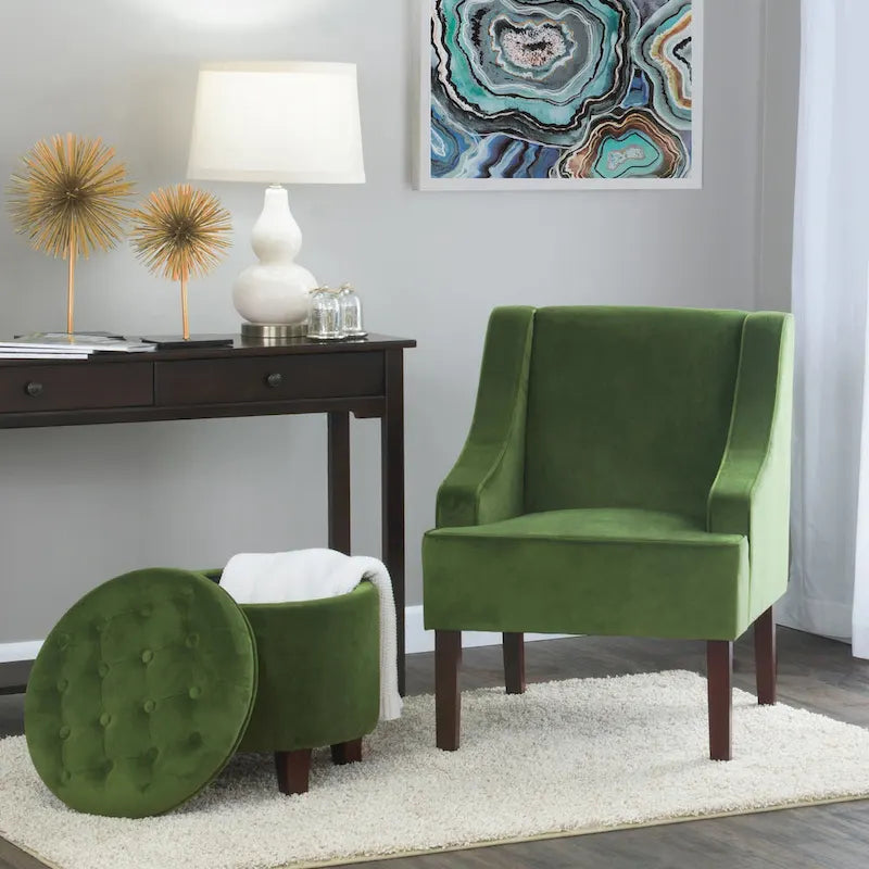 Fauteuil d'appoint Porch & Den Lyric en velours avec accoudoirs incurvés