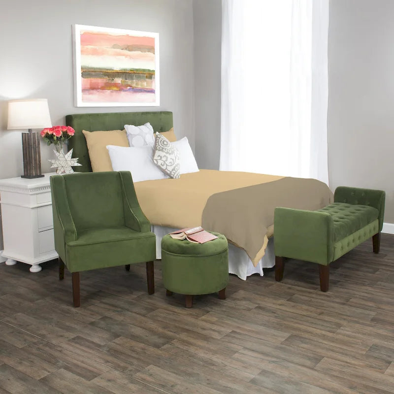 Fauteuil d'appoint Porch & Den Lyric en velours avec accoudoirs incurvés