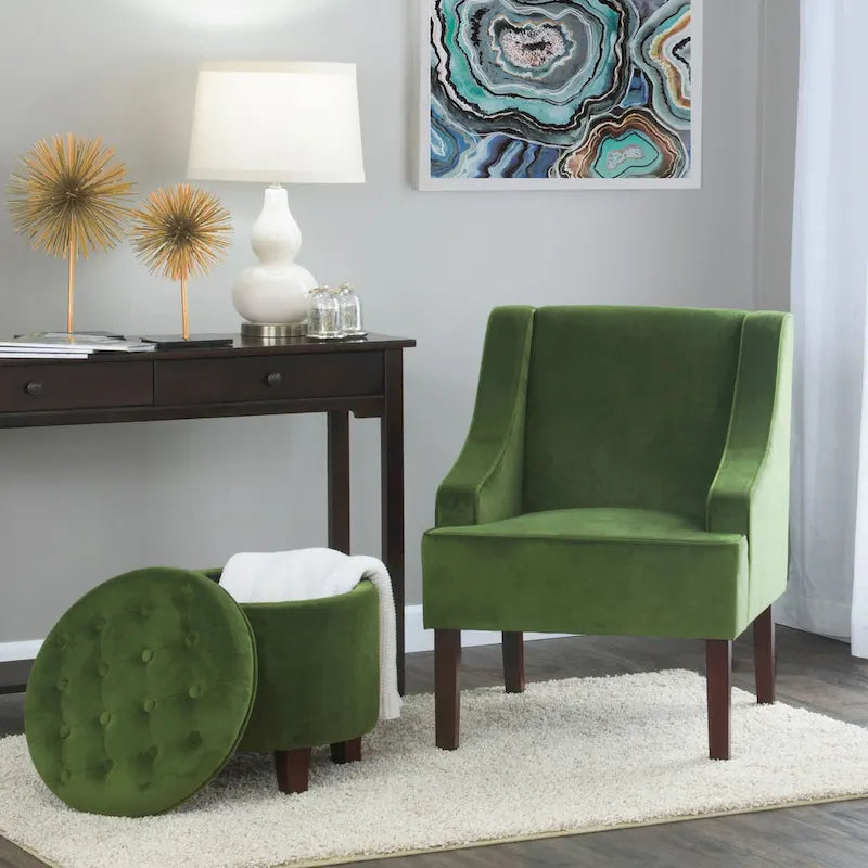 Fauteuil d'appoint Porch & Den Lyric en velours avec accoudoirs incurvés