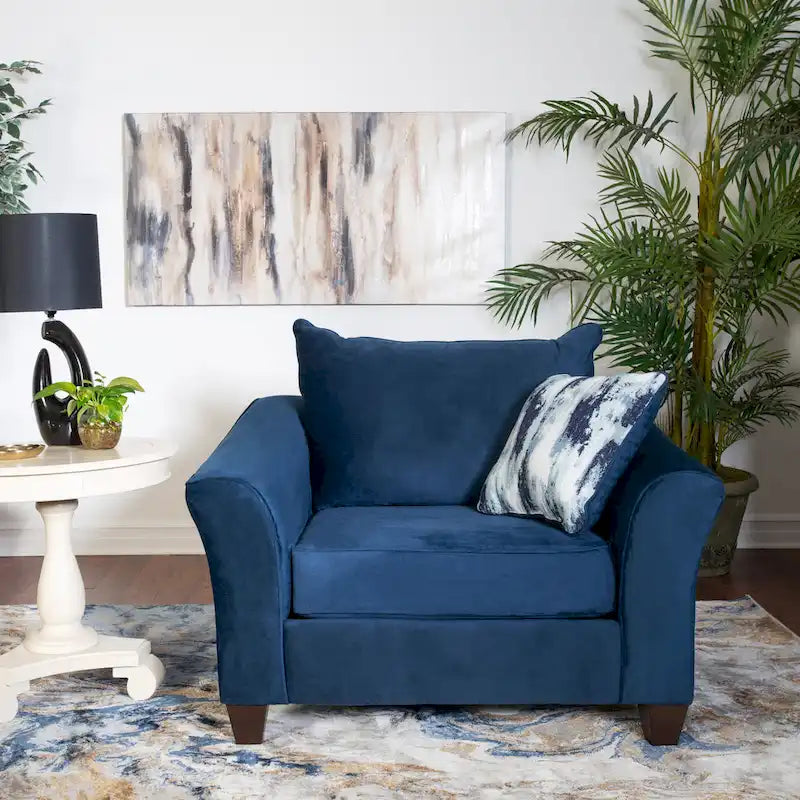 Roundhill Furniture Camero Fabric Pillowback Chair in Navy Blue