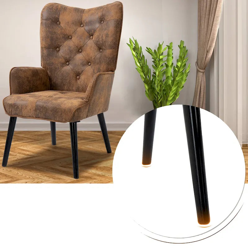 AVAWING Fauteuil d'appoint rustique à accoudoirs avec dossier capitonné et ailes