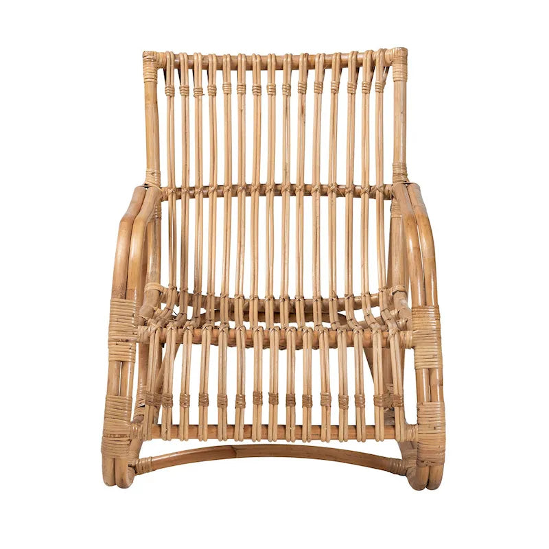 Fauteuil d'appoint en rotin naturel Blanca, style bohème moderne