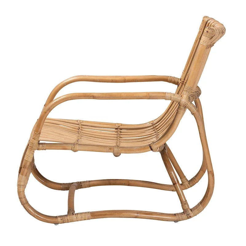 Fauteuil d'appoint en rotin naturel Blanca, style bohème moderne