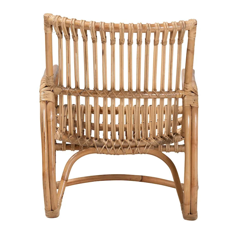 Fauteuil d'appoint en rotin naturel Blanca, style bohème moderne