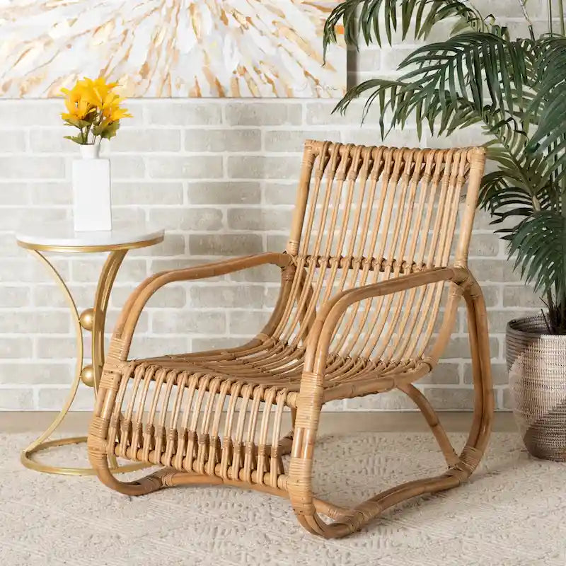 Blanca Modern Bohemian Natural Rattan Accent Chair
