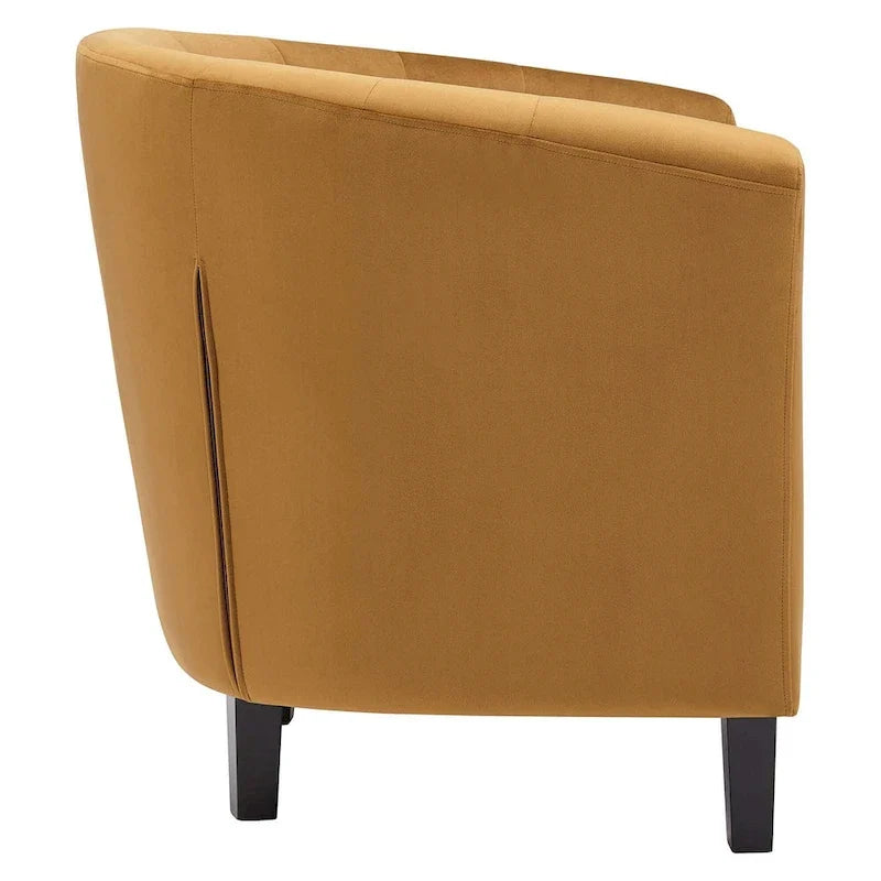 Fauteuil crapaud Bristol Classic Cognac en velours capitonné