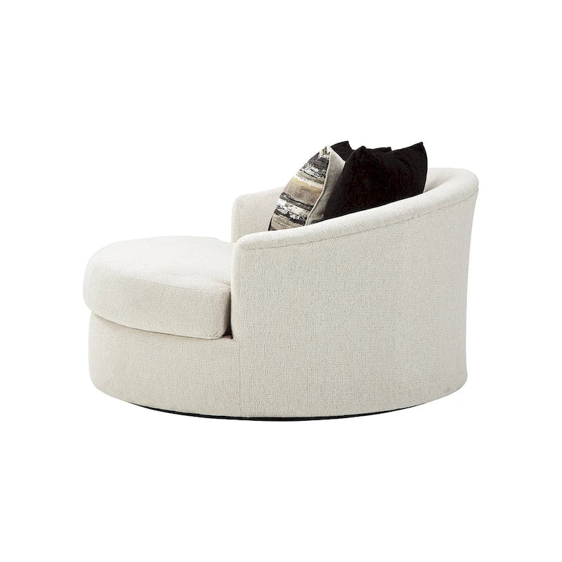 Signature Design by Ashley Cambri White Oversized Round Swivel Chair - 58W x 54D x 39H