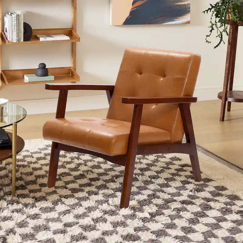 Fauteuil d'appoint rembourré marron pour salon