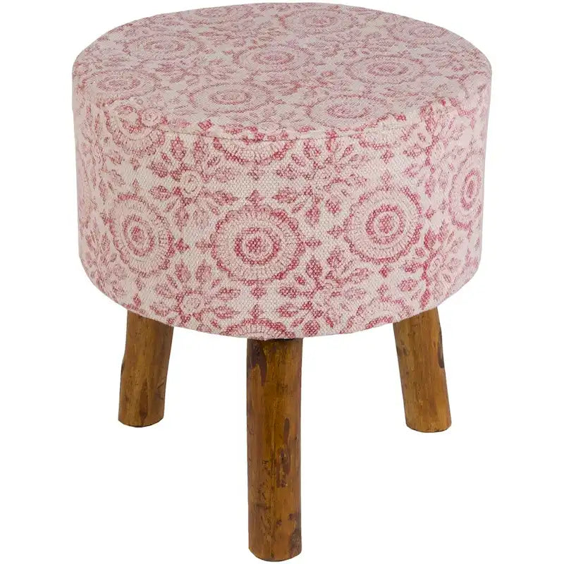 Tabouret en bois de style bohème rose Shantanu