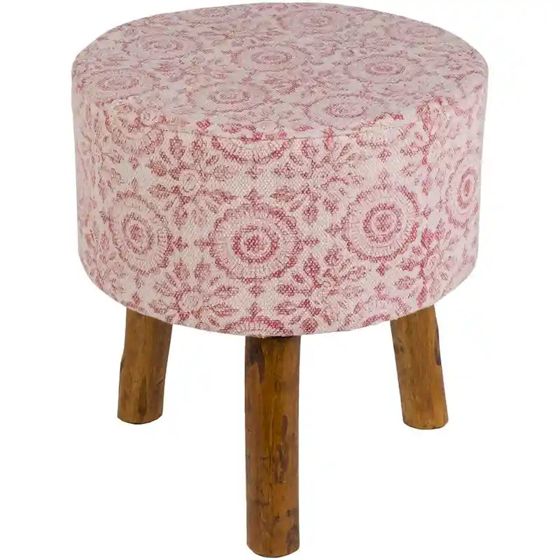 Tabouret en bois de style bohème rose Shantanu