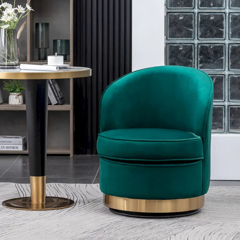 Roundhill Furniture Wania Contemporary Velvet Swivel Chair, Blue