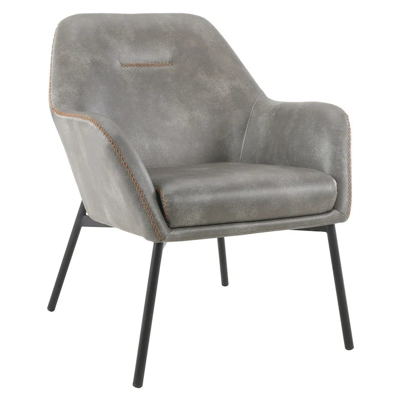 Fauteuil d'appoint Brooks en similicuir avec surpiqûres et pieds noirs