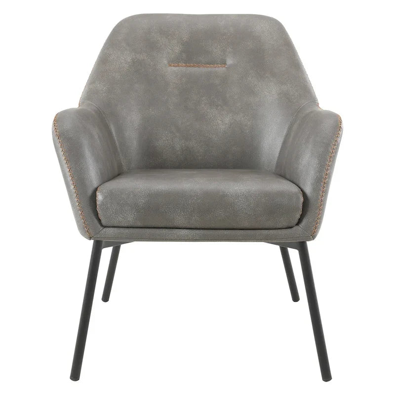 Fauteuil d'appoint Brooks en similicuir avec surpiqûres et pieds noirs