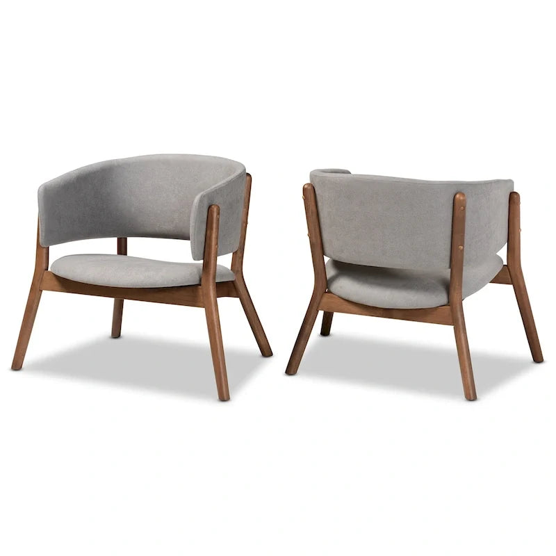 Baron Mid-Century Modern 2-Piece Living Room Accent Chair Set