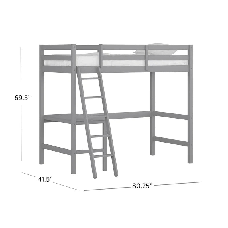 Lit mezzanine simple en bois avec bureau Hillsdale Caspian