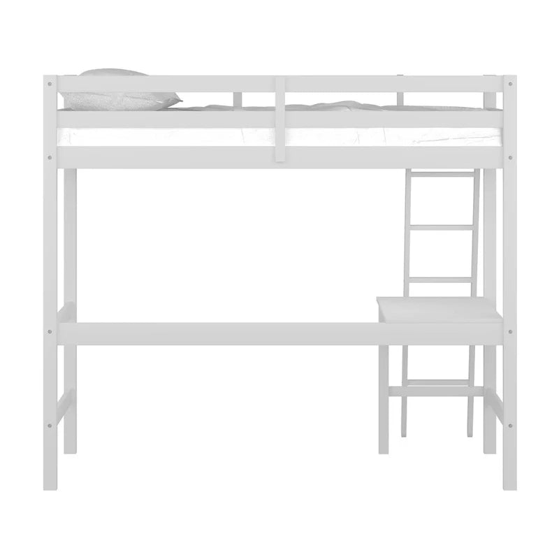 Lit mezzanine simple en bois avec bureau Hillsdale Caspian