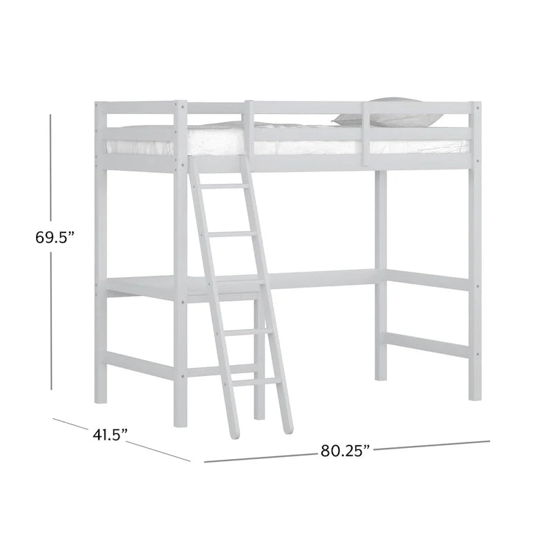 Lit mezzanine simple en bois avec bureau Hillsdale Caspian