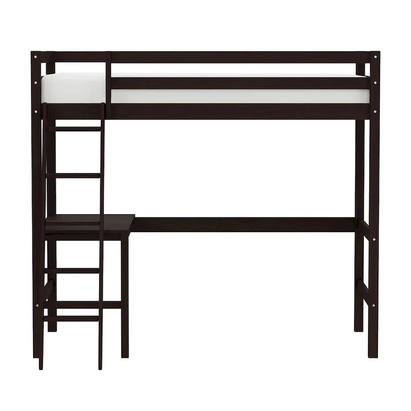 Lit mezzanine simple en bois avec bureau Hillsdale Caspian