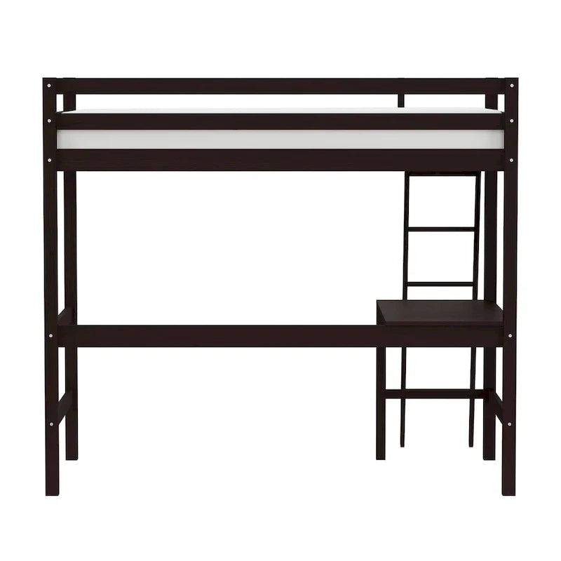 Lit mezzanine simple en bois avec bureau Hillsdale Caspian