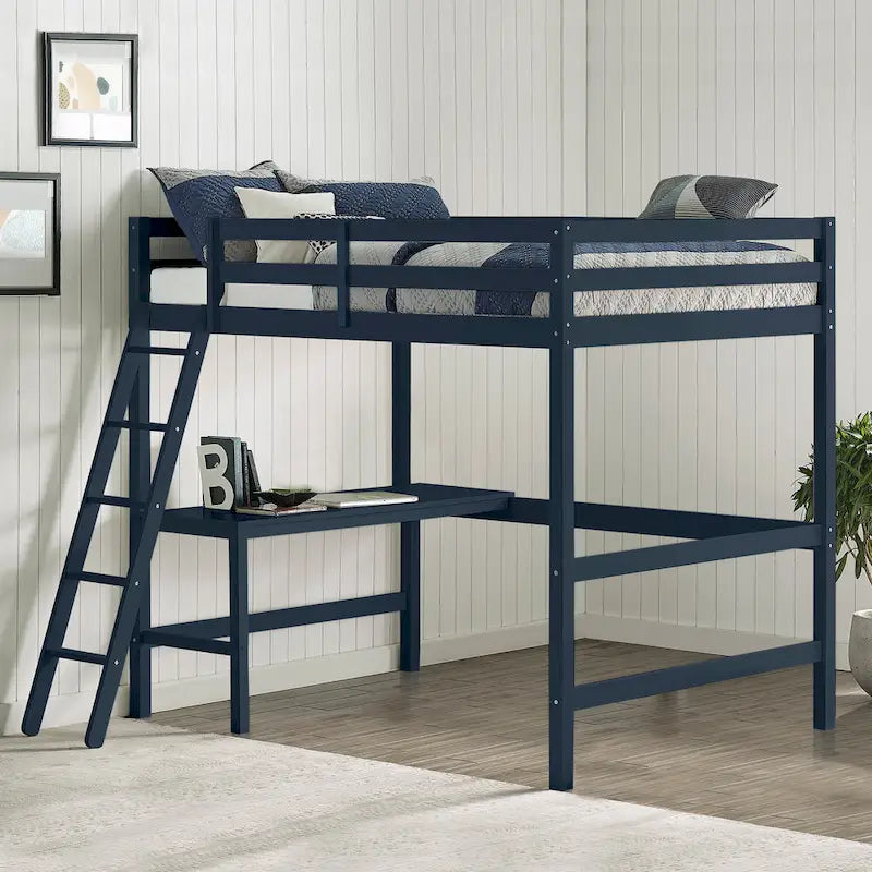 Lit mezzanine simple en bois avec bureau Hillsdale Caspian