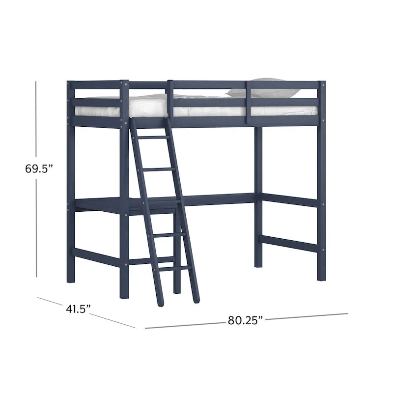 Lit mezzanine simple en bois avec bureau Hillsdale Caspian