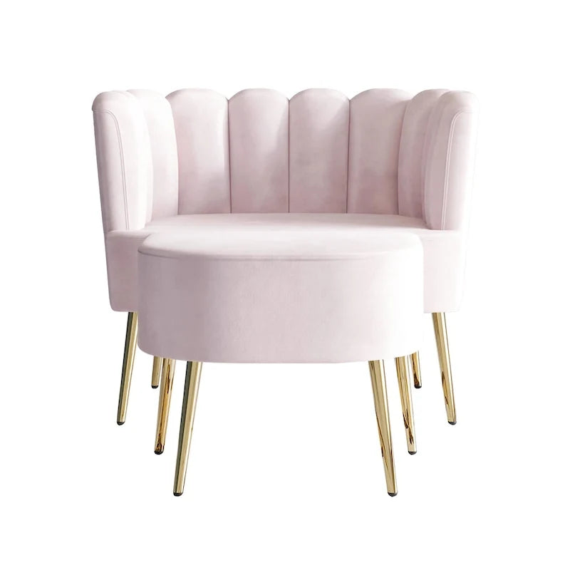 CraftPorch Luxurious Velvet Upholstered Accent Chair with Stool