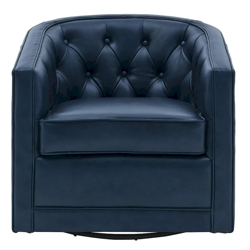 Fauteuil pivotant en cuir pleine fleur Walsh