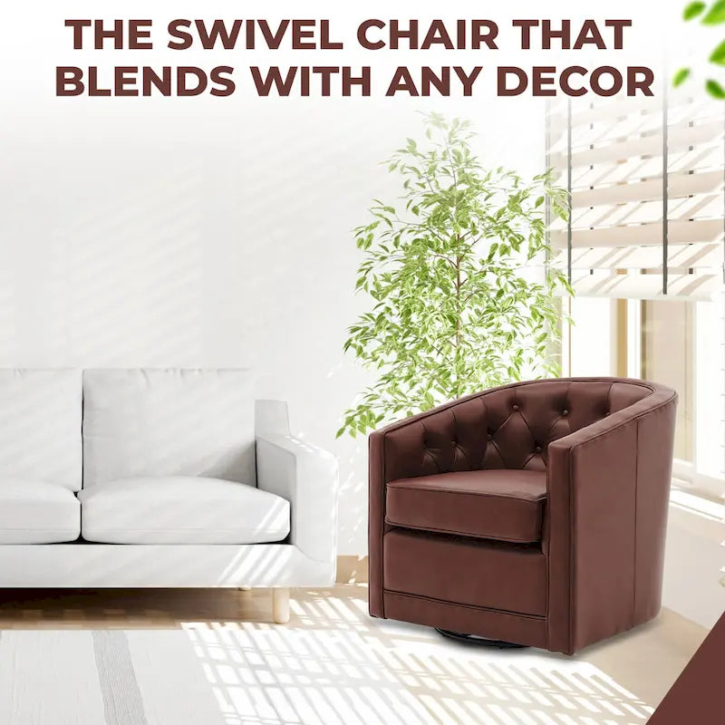 Fauteuil pivotant en cuir pleine fleur Walsh