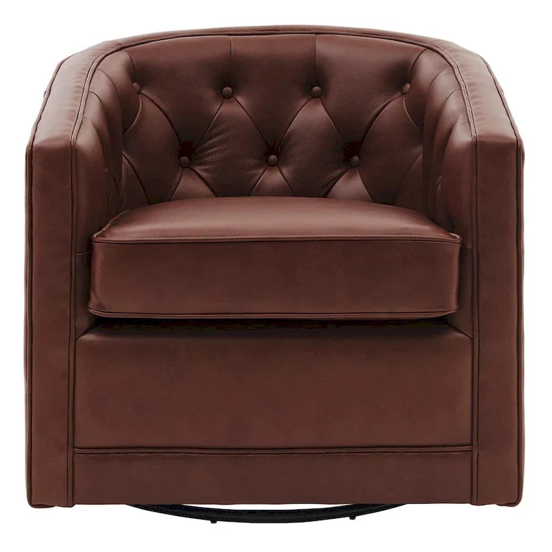 Fauteuil pivotant en cuir pleine fleur Walsh